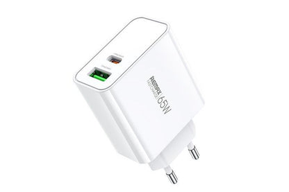 65W GaN Schnellladeadapter – Kompakter Dual-Port Charger für USB-C und USB-A Geräte