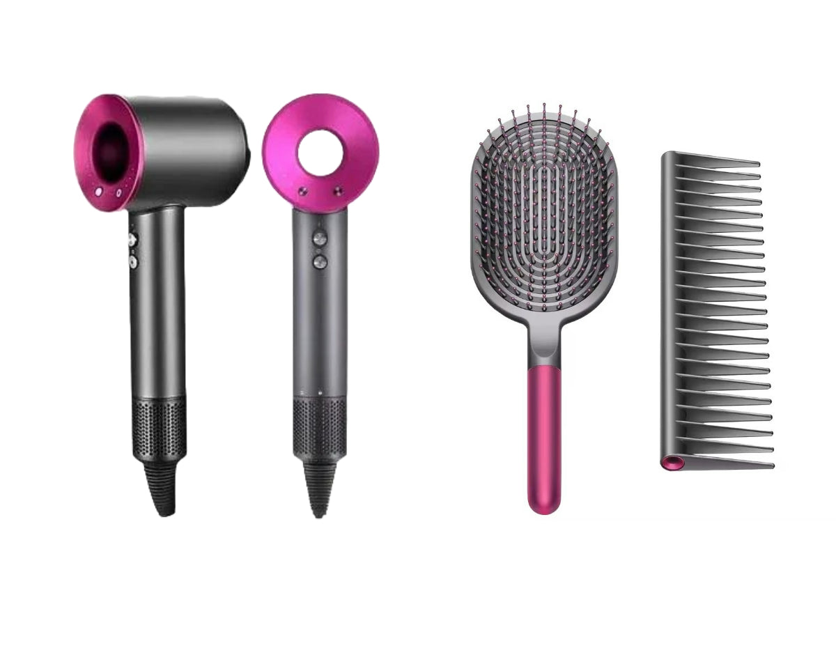 Haartrockner + Premium Kamm und Paddle Brush Styling Set